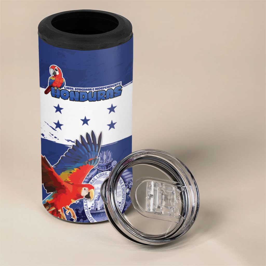 Honduras Independence Day 4 in 1 Can Cooler Tumbler Scarlet Macaw Flag Style - Wonder Print Shop