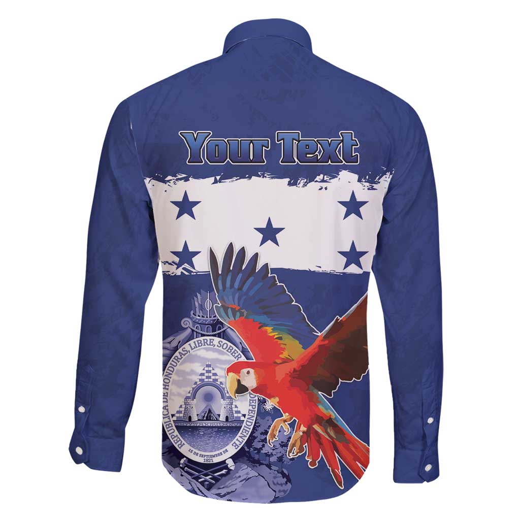 Honduras Independence Day Family Matching Long Sleeve Bodycon Dress and Hawaiian Shirt Scarlet Macaw Flag Style - Wonder Print Shop