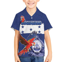 Honduras Independence Day Family Matching Long Sleeve Bodycon Dress and Hawaiian Shirt Scarlet Macaw Flag Style - Wonder Print Shop