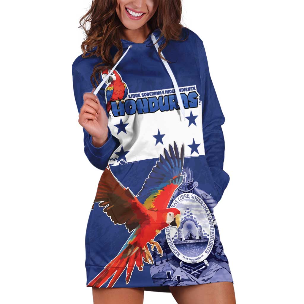 Honduras Independence Day Hoodie Dress Scarlet Macaw Flag Style - Wonder Print Shop