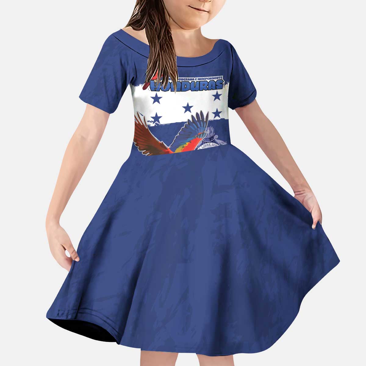 Honduras Independence Day Kid Short Sleeve Dress Scarlet Macaw Flag Style - Wonder Print Shop