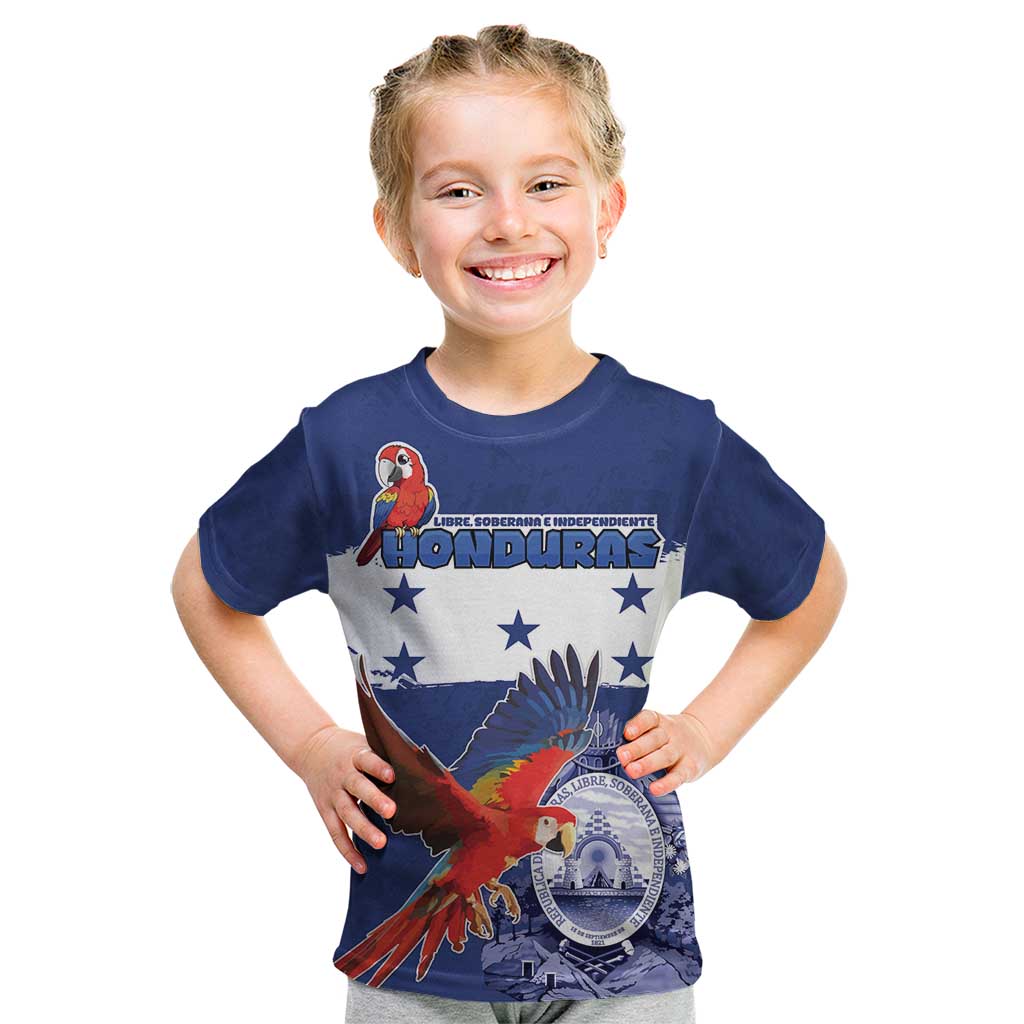 Honduras Independence Day Kid T Shirt Scarlet Macaw Flag Style - Wonder Print Shop