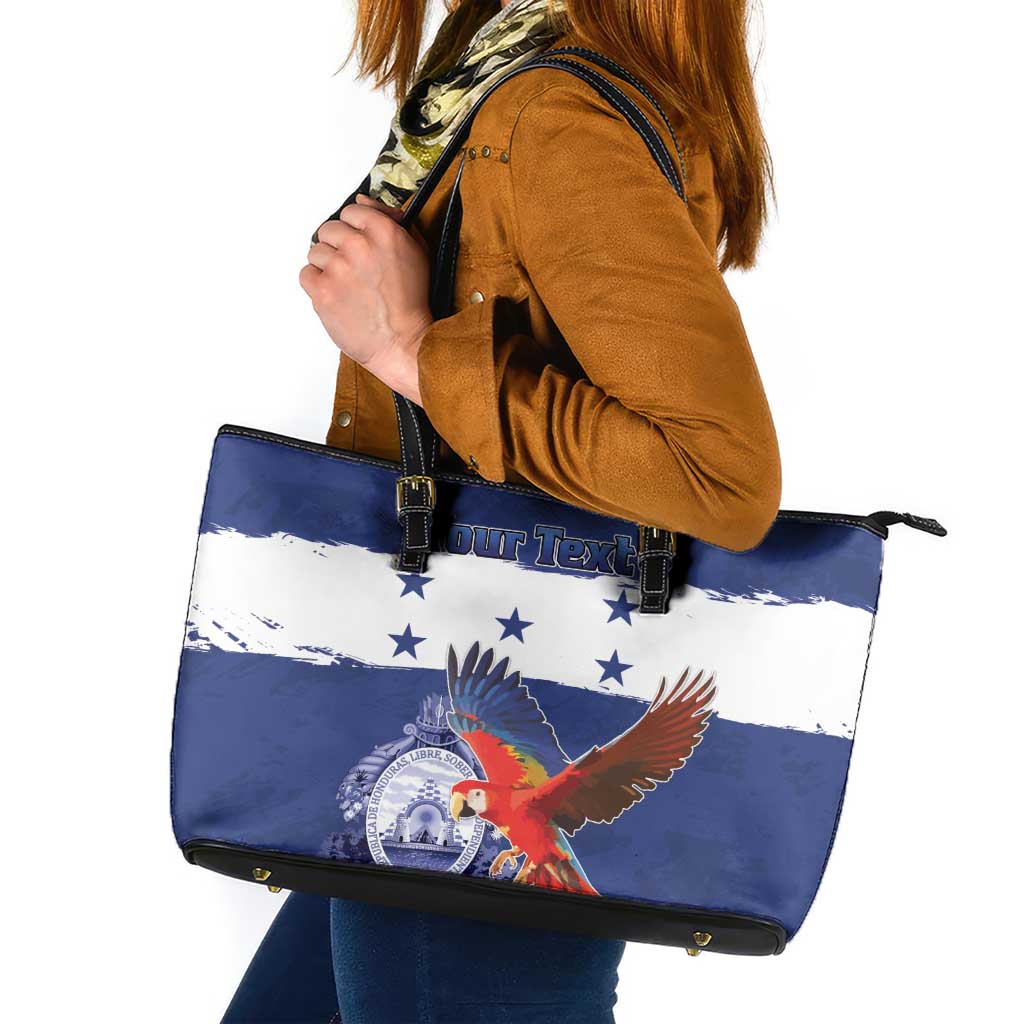 Honduras Independence Day Leather Tote Bag Scarlet Macaw Flag Style - Wonder Print Shop
