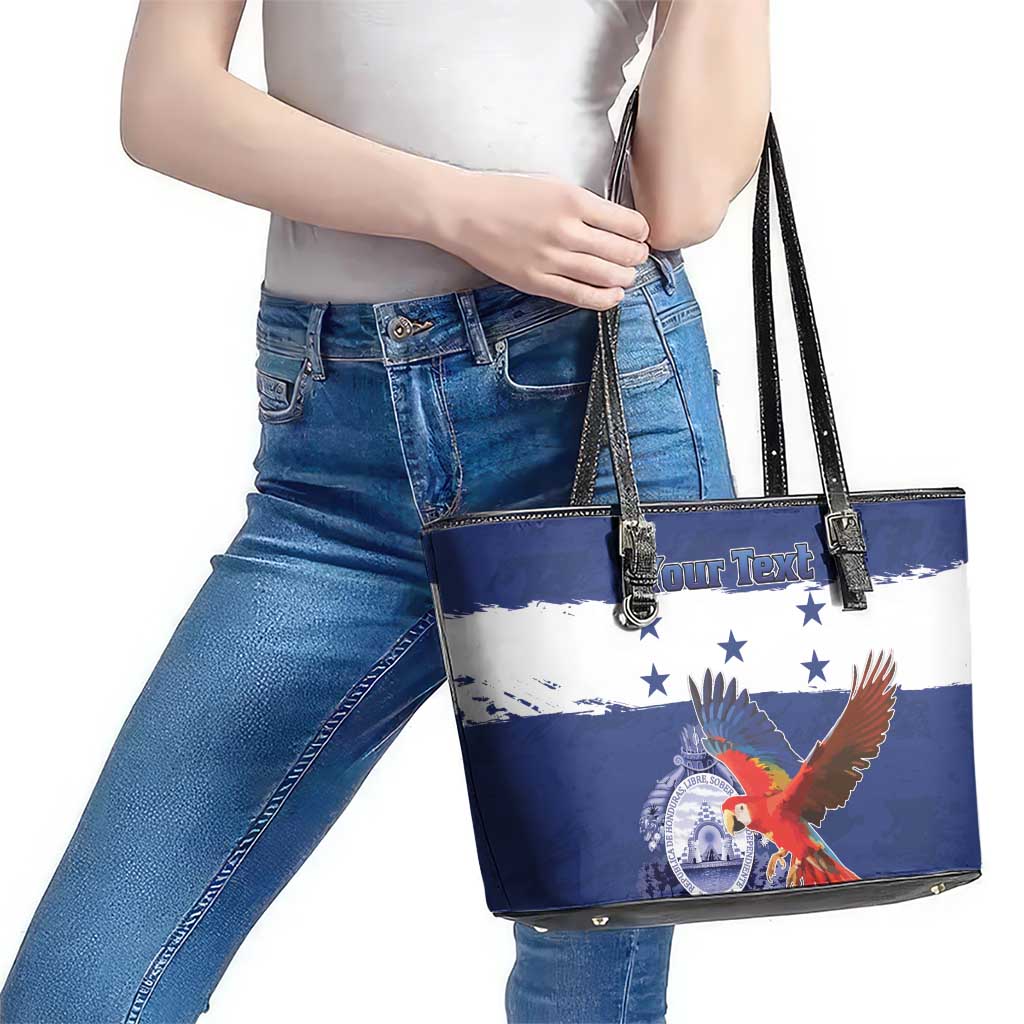 Honduras Independence Day Leather Tote Bag Scarlet Macaw Flag Style - Wonder Print Shop
