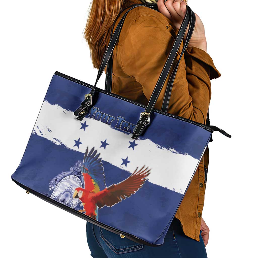 Honduras Independence Day Leather Tote Bag Scarlet Macaw Flag Style - Wonder Print Shop