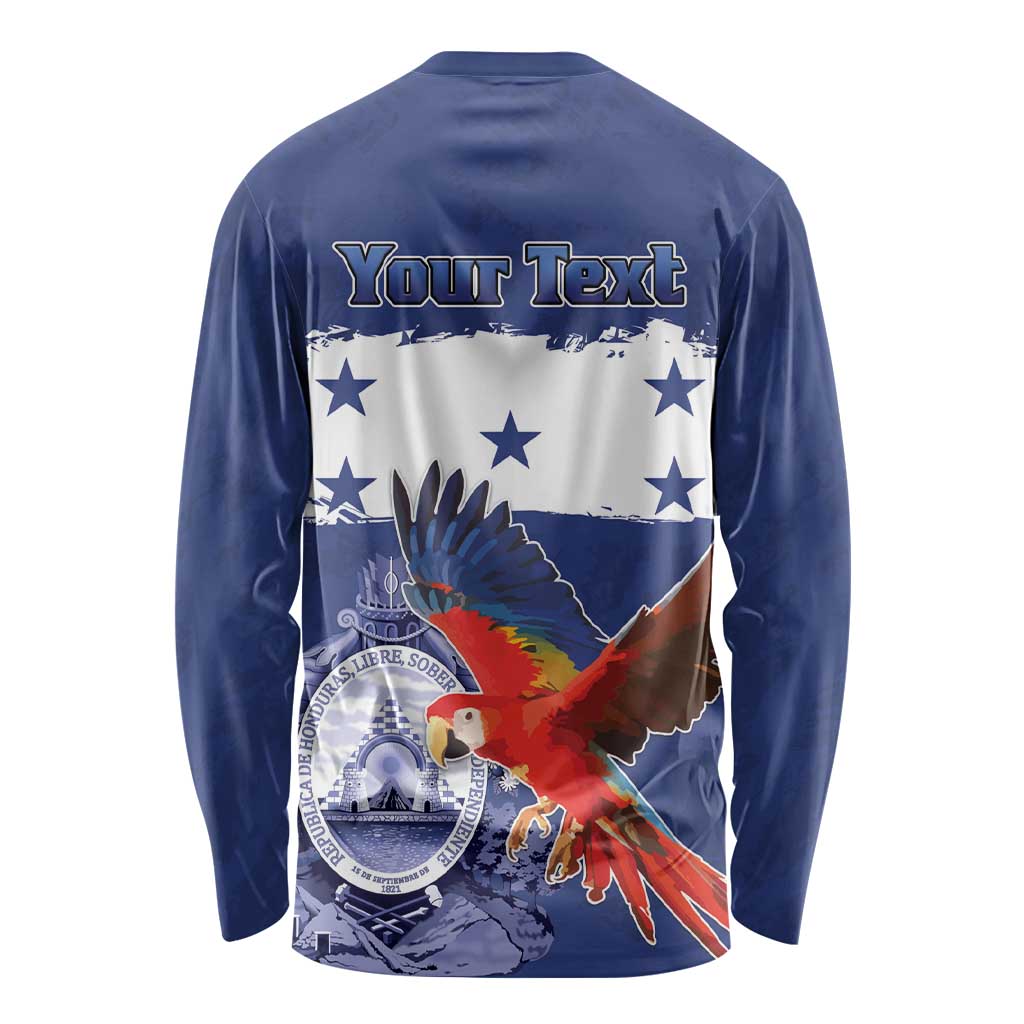 Honduras Independence Day Long Sleeve Shirt Scarlet Macaw Flag Style - Wonder Print Shop