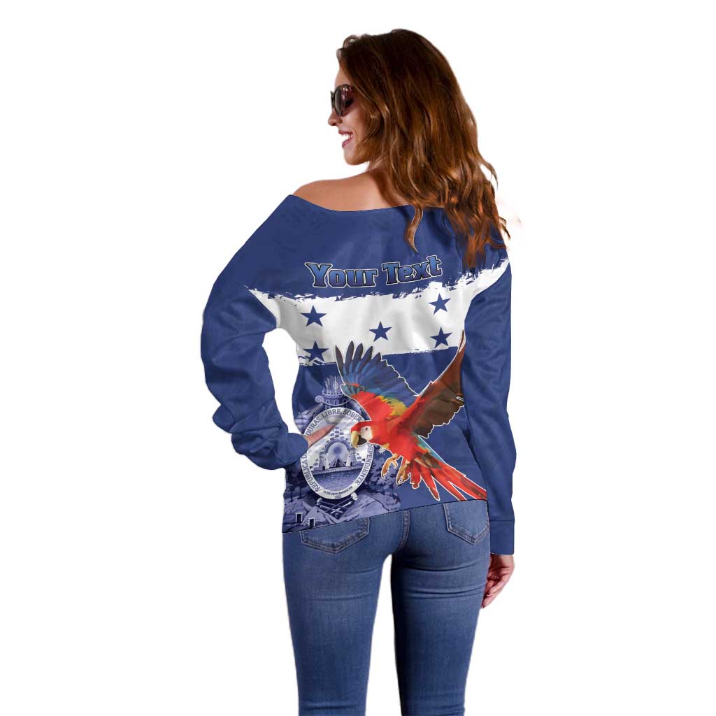 Honduras Independence Day Off Shoulder Sweater Scarlet Macaw Flag Style - Wonder Print Shop