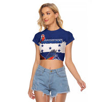 Honduras Independence Day Raglan Cropped T Shirt Scarlet Macaw Flag Style - Wonder Print Shop