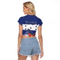Honduras Independence Day Raglan Cropped T Shirt Scarlet Macaw Flag Style - Wonder Print Shop