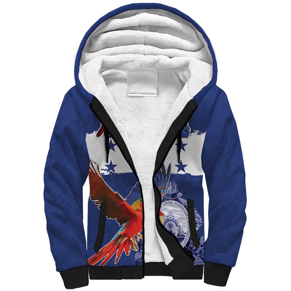 Honduras Independence Day Sherpa Hoodie Scarlet Macaw Flag Style - Wonder Print Shop