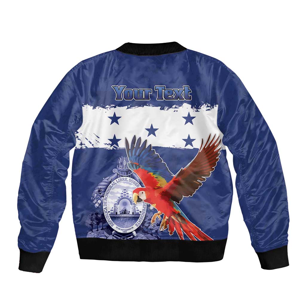 Honduras Independence Day Sleeve Zip Bomber Jacket Scarlet Macaw Flag Style - Wonder Print Shop