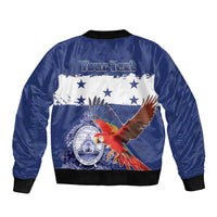 Honduras Independence Day Sleeve Zip Bomber Jacket Scarlet Macaw Flag Style - Wonder Print Shop