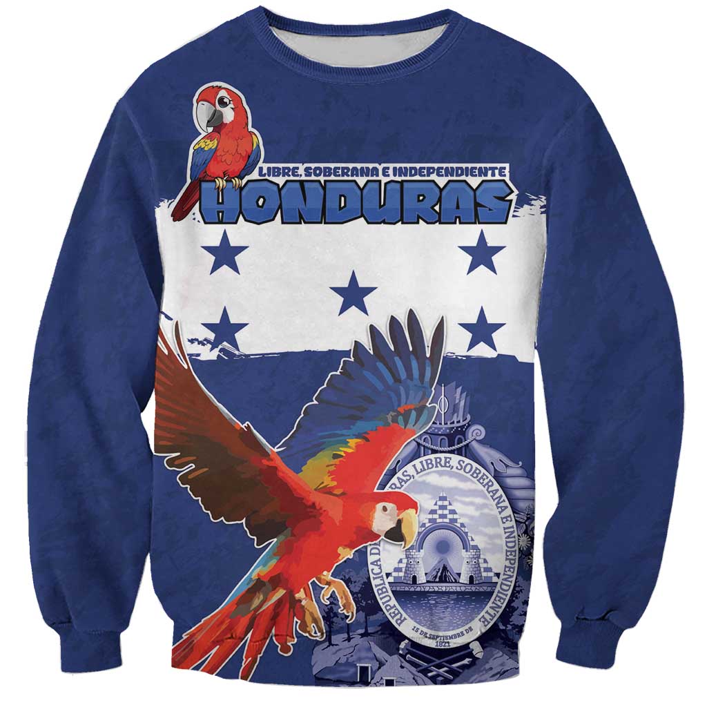 Honduras Independence Day Sweatshirt Scarlet Macaw Flag Style - Wonder Print Shop