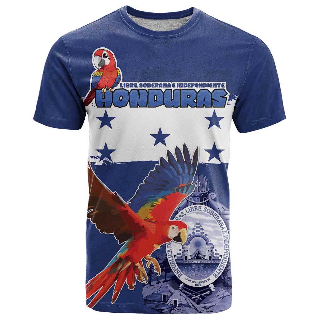 Honduras Independence Day T Shirt Scarlet Macaw Flag Style - Wonder Print Shop