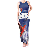 Honduras Independence Day Tank Maxi Dress Scarlet Macaw Flag Style - Wonder Print Shop
