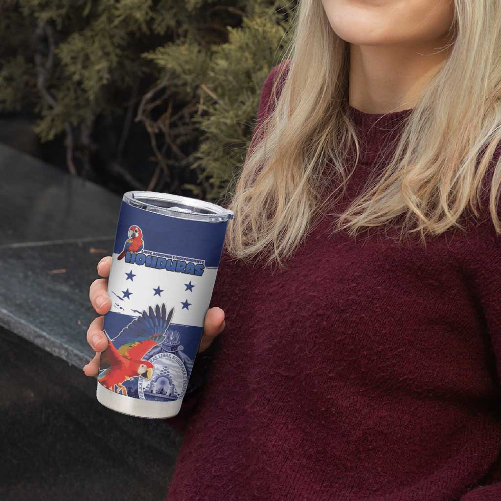 Honduras Independence Day Tumbler Cup Scarlet Macaw Flag Style - Wonder Print Shop