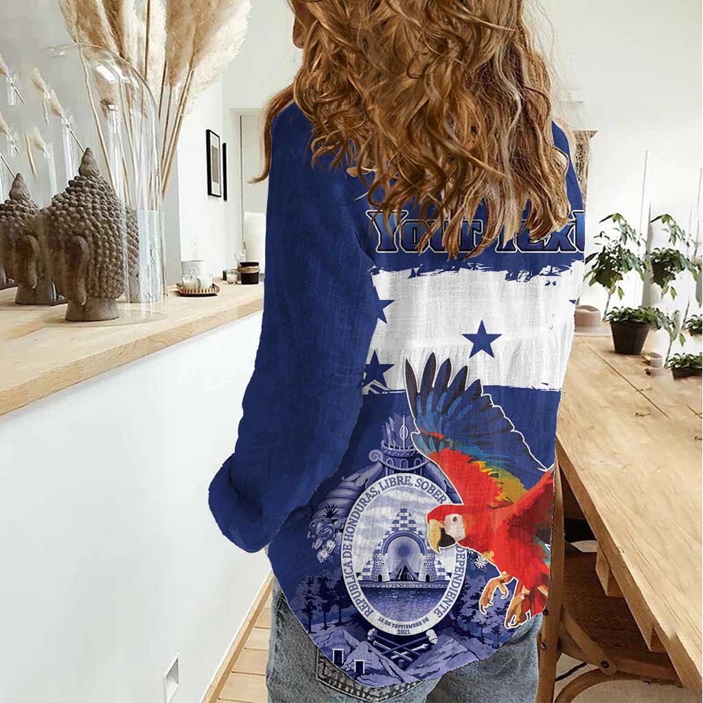 Honduras Independence Day Women Casual Shirt Scarlet Macaw Flag Style - Wonder Print Shop