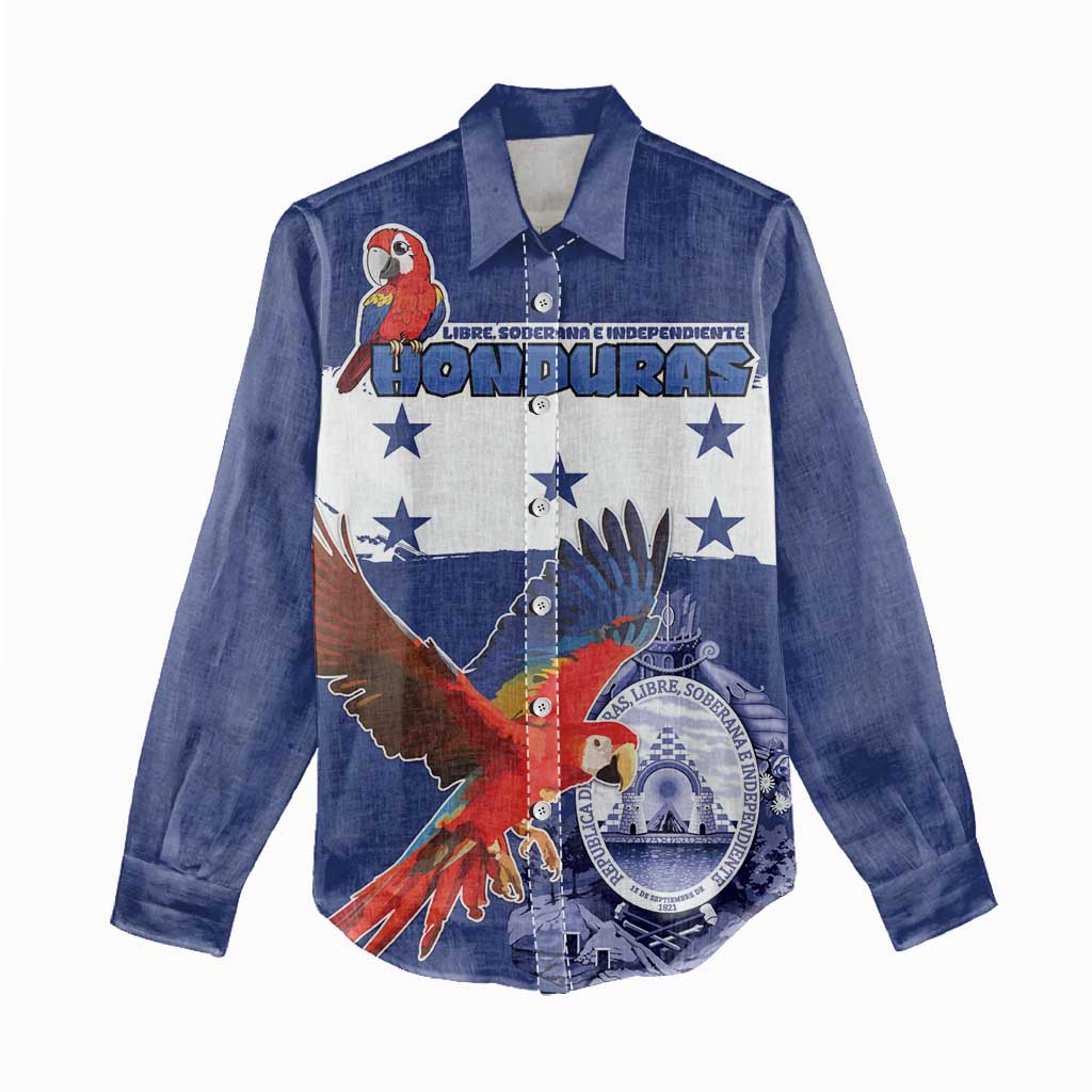 Honduras Independence Day Women Casual Shirt Scarlet Macaw Flag Style - Wonder Print Shop
