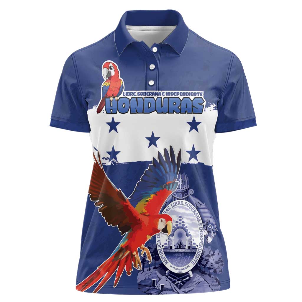 Honduras Independence Day Women Polo Shirt Scarlet Macaw Flag Style - Wonder Print Shop