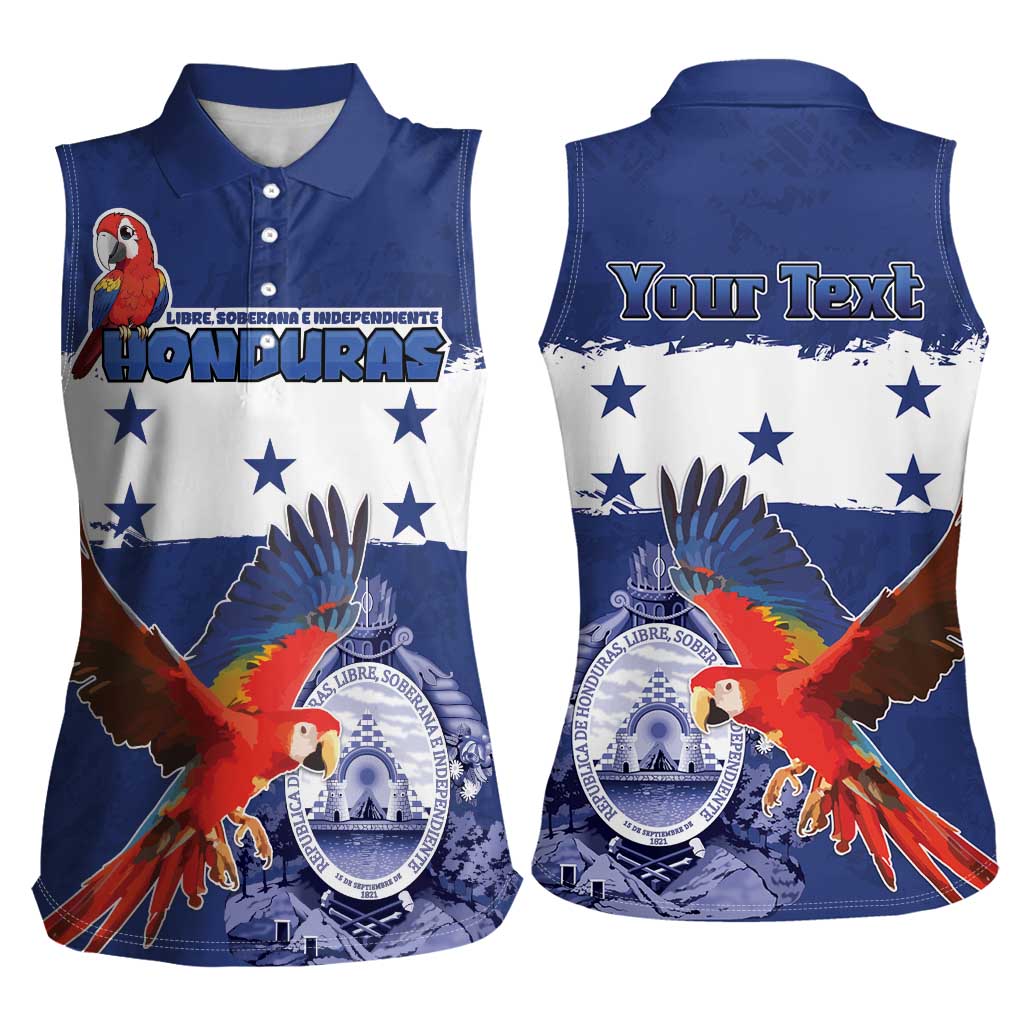 Honduras Independence Day Women Sleeveless Polo Shirt Scarlet Macaw Flag Style - Wonder Print Shop