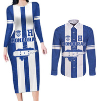 Custom Honduras Football Couples Matching Long Sleeve Bodycon Dress and Long Sleeve Button Shirt La H Go Champion - Wonder Print Shop