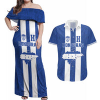 Custom Honduras Football Couples Matching Off Shoulder Maxi Dress and Hawaiian Shirt La H Go Champion - Wonder Print Shop