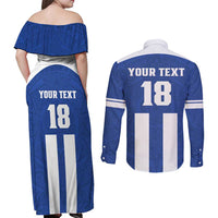 Custom Honduras Football Couples Matching Off Shoulder Maxi Dress and Long Sleeve Button Shirt La H Go Champion - Wonder Print Shop