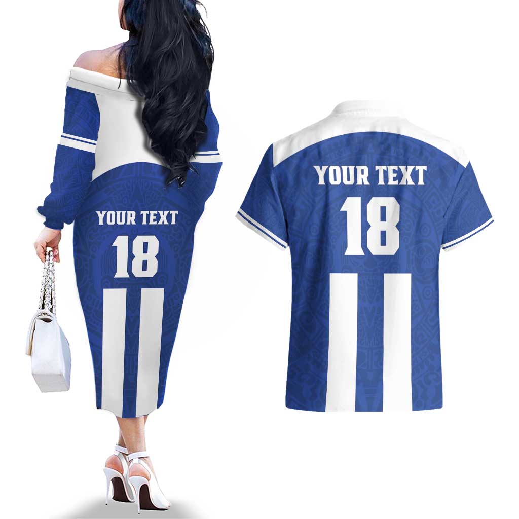 Custom Honduras Football Couples Matching Off The Shoulder Long Sleeve Dress and Hawaiian Shirt La H Go Champion - Wonder Print Shop