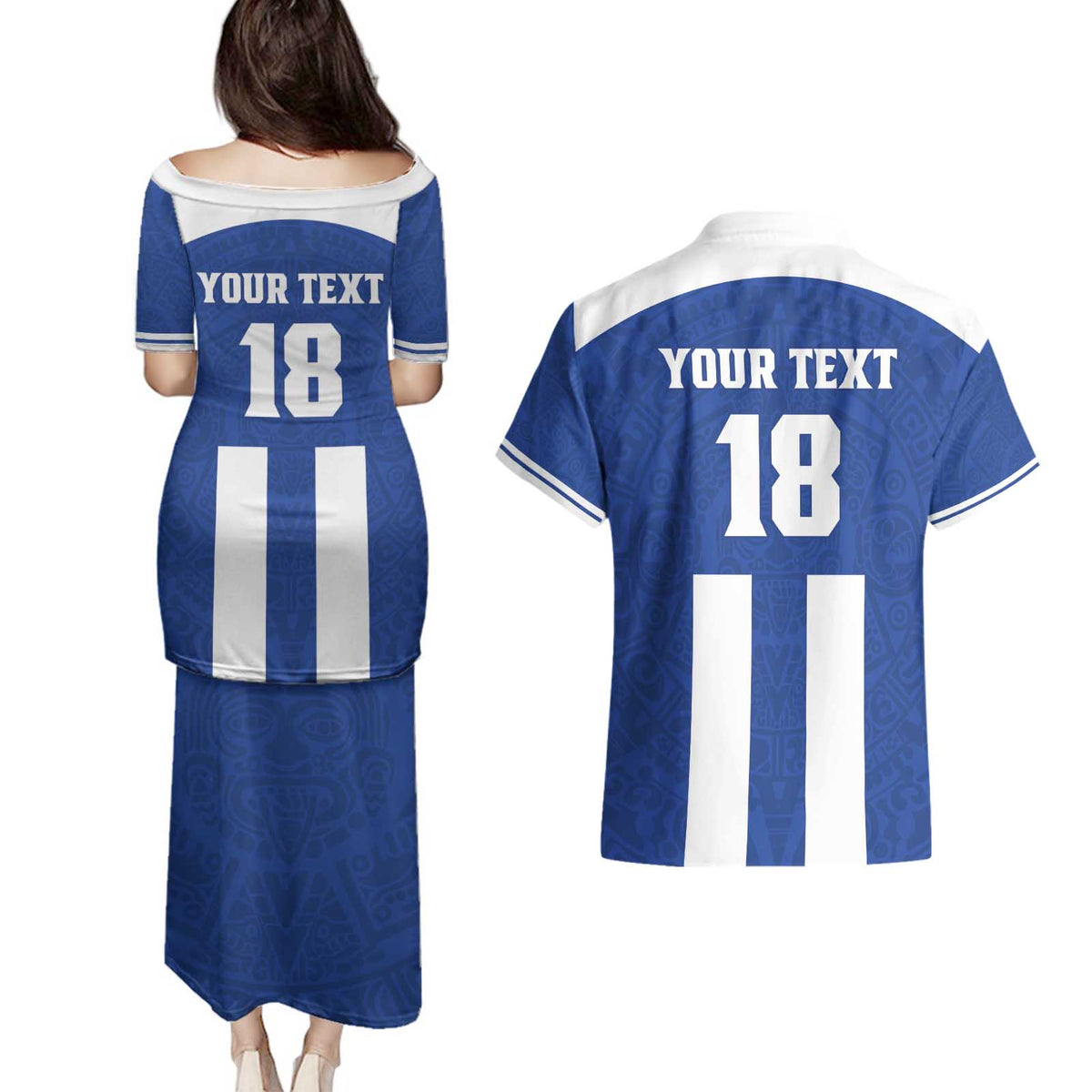 Custom Honduras Football Couples Matching Puletasi and Hawaiian Shirt La H Go Champion - Wonder Print Shop