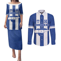 Custom Honduras Football Couples Matching Puletasi and Long Sleeve Button Shirt La H Go Champion - Wonder Print Shop
