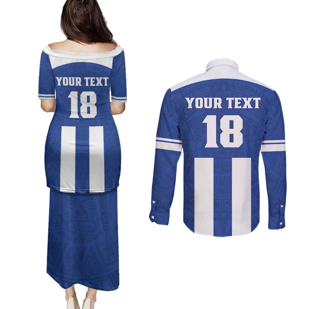 Custom Honduras Football Couples Matching Puletasi and Long Sleeve Button Shirt La H Go Champion - Wonder Print Shop