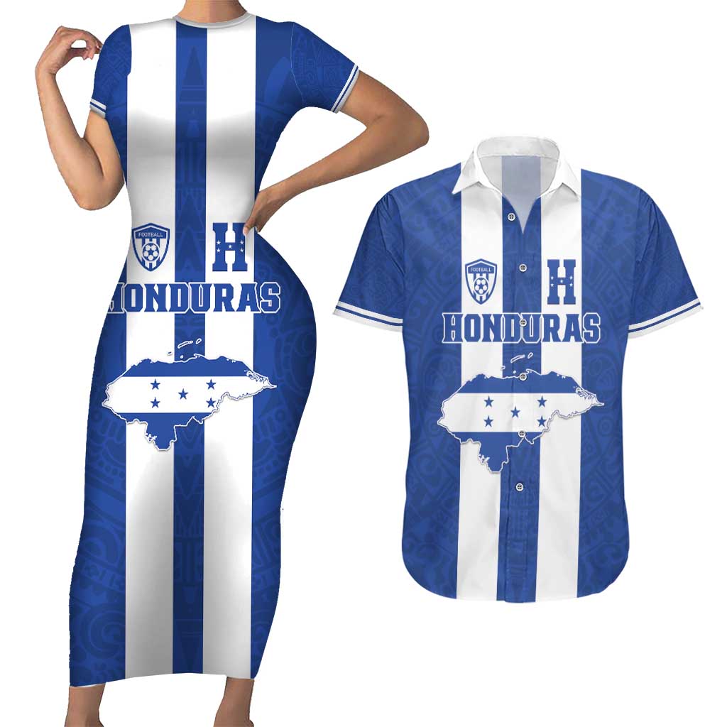 Custom Honduras Football Couples Matching Short Sleeve Bodycon Dress and Hawaiian Shirt La H Go Champion - Wonder Print Shop