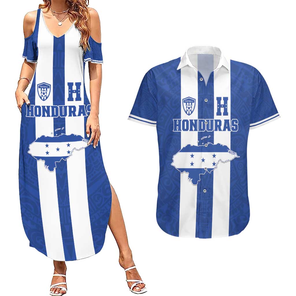Custom Honduras Football Couples Matching Summer Maxi Dress and Hawaiian Shirt La H Go Champion - Wonder Print Shop