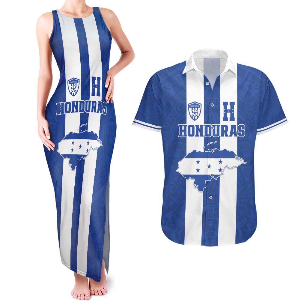 Custom Honduras Football Couples Matching Tank Maxi Dress and Hawaiian Shirt La H Go Champion - Wonder Print Shop
