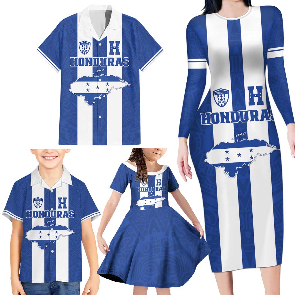 Custom Honduras Football Family Matching Long Sleeve Bodycon Dress and Hawaiian Shirt La H Go Champion - Wonder Print Shop