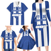 Custom Honduras Football Family Matching Long Sleeve Bodycon Dress and Hawaiian Shirt La H Go Champion - Wonder Print Shop