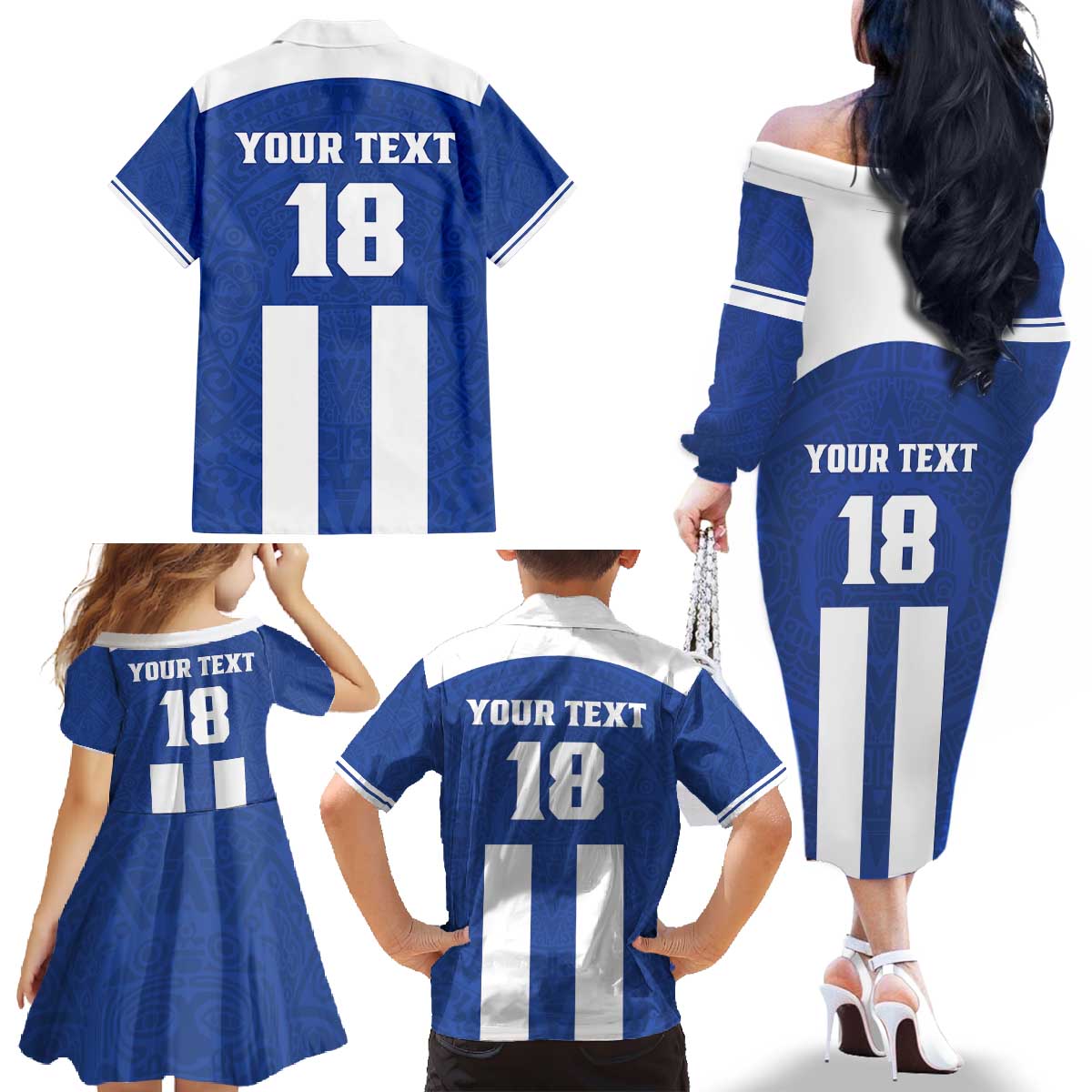 Custom Honduras Football Family Matching Off The Shoulder Long Sleeve Dress and Hawaiian Shirt La H Go Champion - Wonder Print Shop
