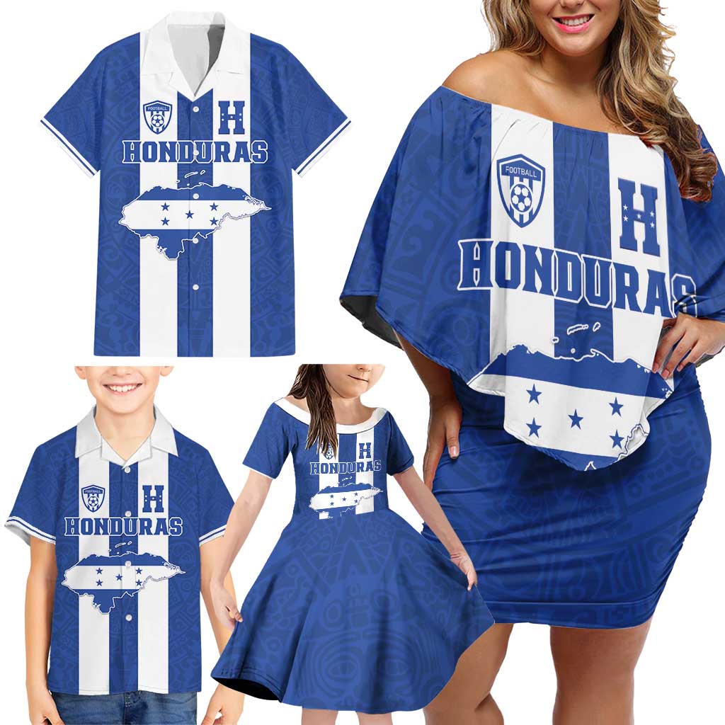 Custom Honduras Football Family Matching Off Shoulder Short Dress and Hawaiian Shirt La H Go Champion - Wonder Print Shop