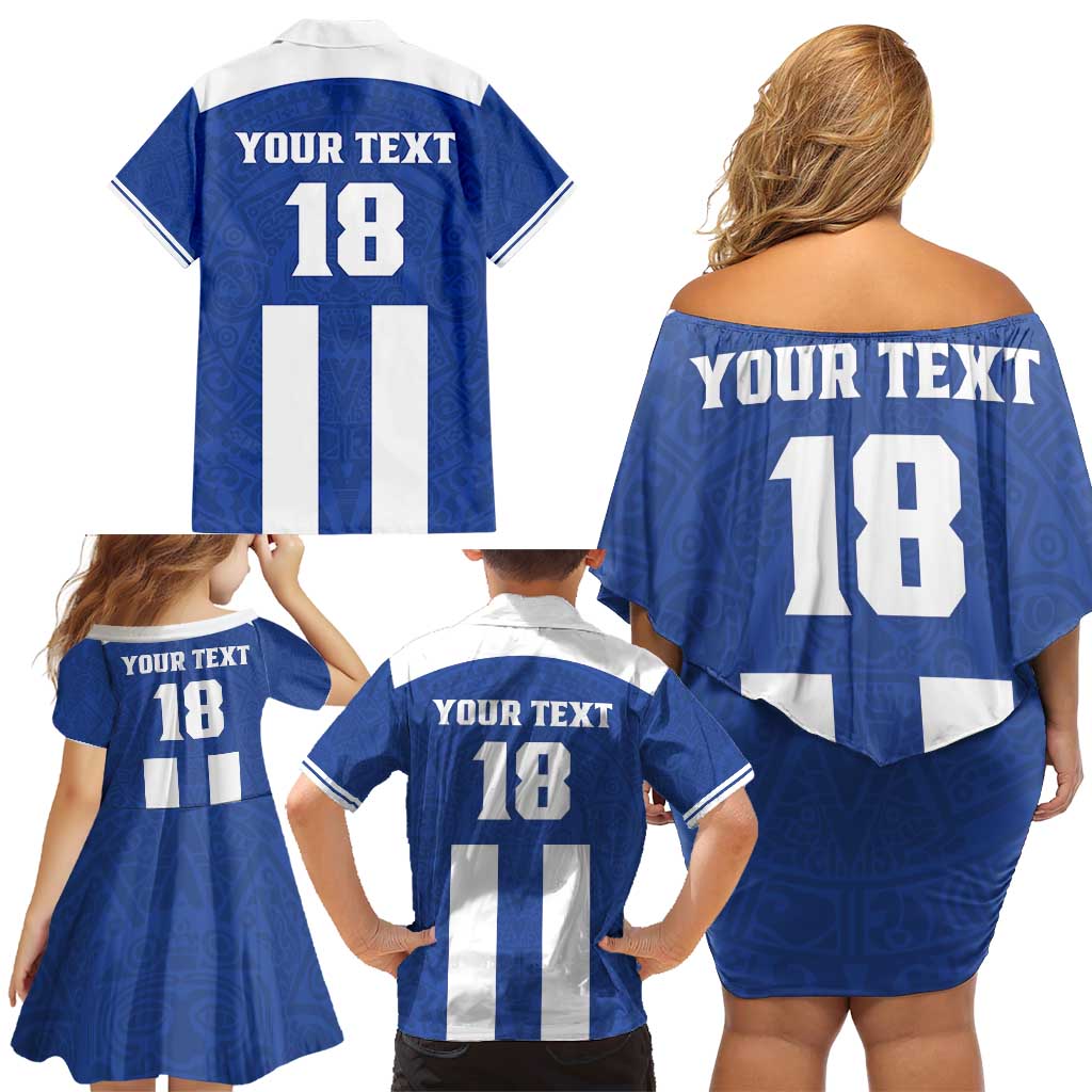 Custom Honduras Football Family Matching Off Shoulder Short Dress and Hawaiian Shirt La H Go Champion - Wonder Print Shop