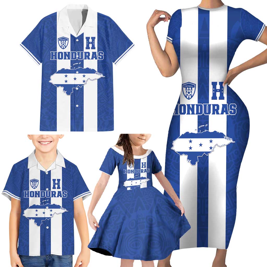 Custom Honduras Football Family Matching Short Sleeve Bodycon Dress and Hawaiian Shirt La H Go Champion - Wonder Print Shop