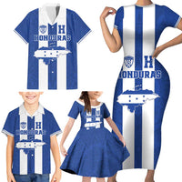 Custom Honduras Football Family Matching Short Sleeve Bodycon Dress and Hawaiian Shirt La H Go Champion - Wonder Print Shop