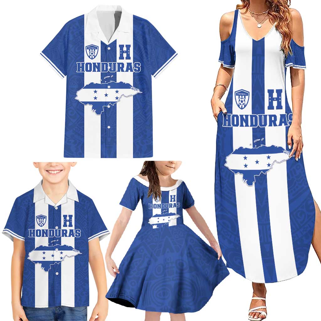 Custom Honduras Football Family Matching Summer Maxi Dress and Hawaiian Shirt La H Go Champion - Wonder Print Shop