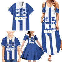Custom Honduras Football Family Matching Summer Maxi Dress and Hawaiian Shirt La H Go Champion - Wonder Print Shop