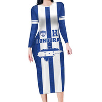 Custom Honduras Football Long Sleeve Bodycon Dress La H Go Champion - Wonder Print Shop