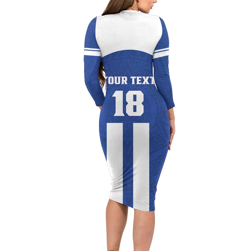 Custom Honduras Football Long Sleeve Bodycon Dress La H Go Champion - Wonder Print Shop