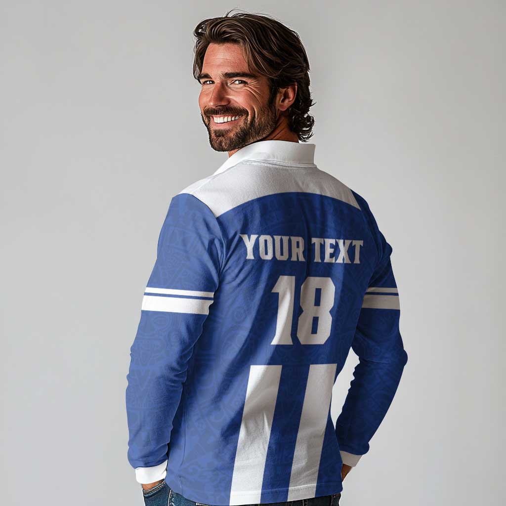 Custom Honduras Football Long Sleeve Polo Shirt La H Go Champion - Wonder Print Shop