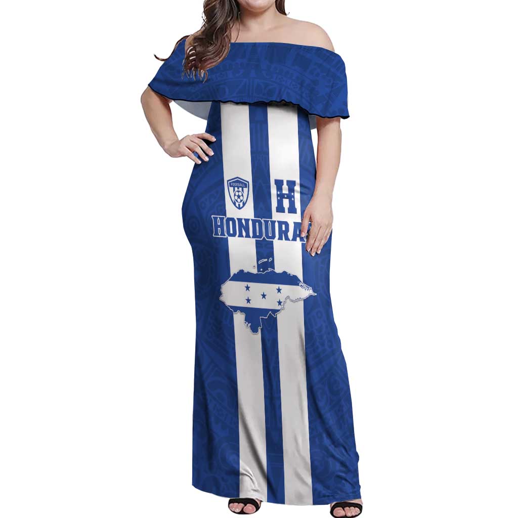 Custom Honduras Football Off Shoulder Maxi Dress La H Go Champion - Wonder Print Shop