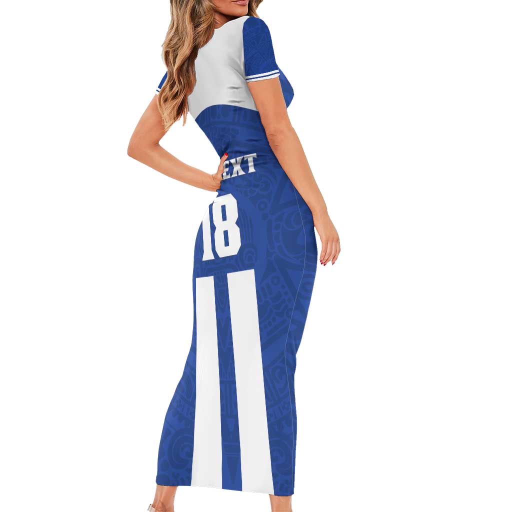Custom Honduras Football Short Sleeve Bodycon Dress La H Go Champion - Wonder Print Shop