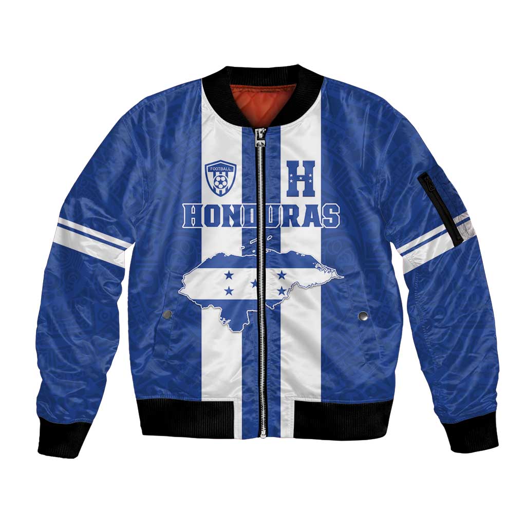 Custom Honduras Football Sleeve Zip Bomber Jacket La H Go Champion - Wonder Print Shop