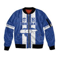Custom Honduras Football Sleeve Zip Bomber Jacket La H Go Champion - Wonder Print Shop